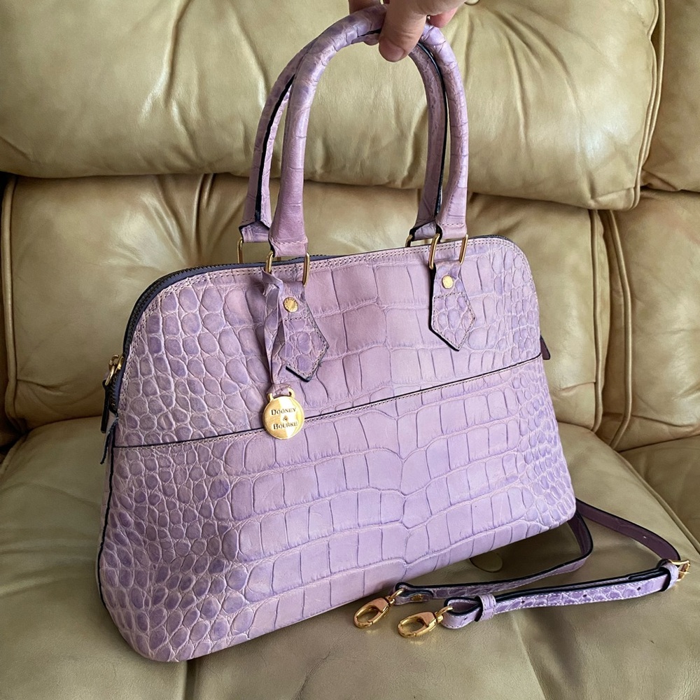 SALE! Vintage Dooney & Bourke Alto Lavender Satchel Croc Embossed Leather